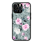 Retro Floral Glossy Glass Case Cover V2 For iPhone 13 Pro Max