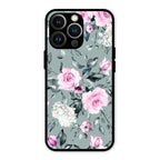 Retro Floral Glossy Glass Case Cover V2 For iPhone 13 Pro
