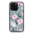 Retro Floral Glossy Glass Case Cover V2 For iPhone 15 Pro Max