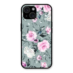 Retro Floral Glossy Glass Case Cover V2 For iPhone 15