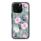 Retro Floral Glossy Glass Case Cover V2 For iPhone 16 Pro Max