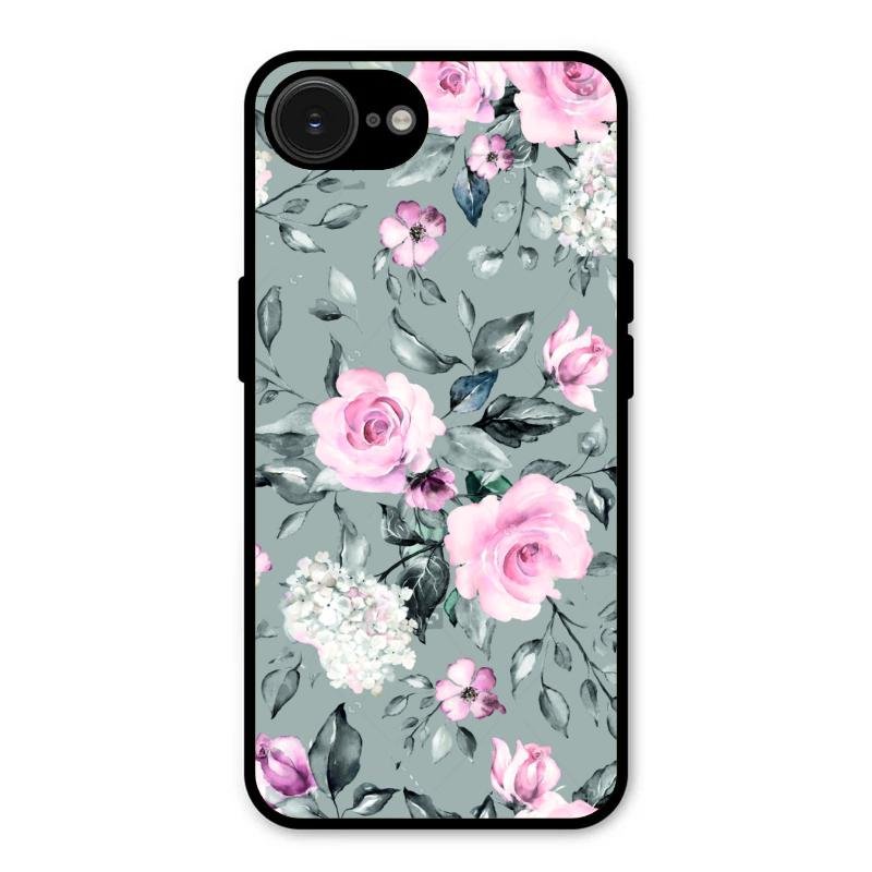 Retro Floral Glossy Glass Case Cover V2 For iPhone 17e
