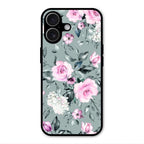 Retro Floral Glossy Glass Case Cover V2 For iPhone 17