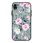 Retro Floral Glossy Glass Case Cover V2 For iPhone XR