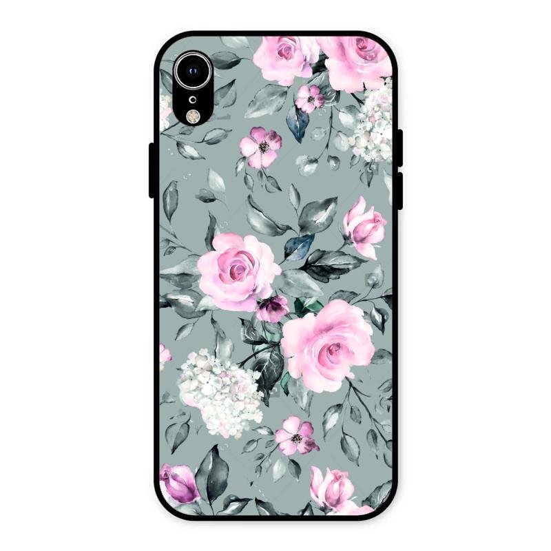 Retro Floral Glossy Glass Case Cover V2 For iPhone XR