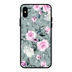 Retro Floral Glossy Glass Case Cover V2 For iPhone XS