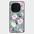 Retro Floral Glossy Glass Case Cover V2 For Iqoo 12 5G