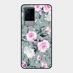 Retro Floral Glossy Glass Case Cover V2 For Iqoo 9 5G