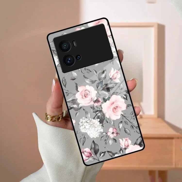 Retro Floral Glossy Glass Case Cover V2 For Vivo - ShopOnCliQ
