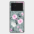 Retro Floral Glossy Glass Case Cover V2 For Iqoo 9 Pro 5G