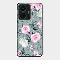 Retro Floral Glossy Glass Case Cover V2 For Iqoo Z6 44W