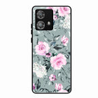 Retro Floral Glossy Glass Case Cover V2 For Motorola Edge 40 5G