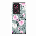 Retro Floral Glossy Glass Case Cover V2 For Motorola Edge 50 Fusion 5G