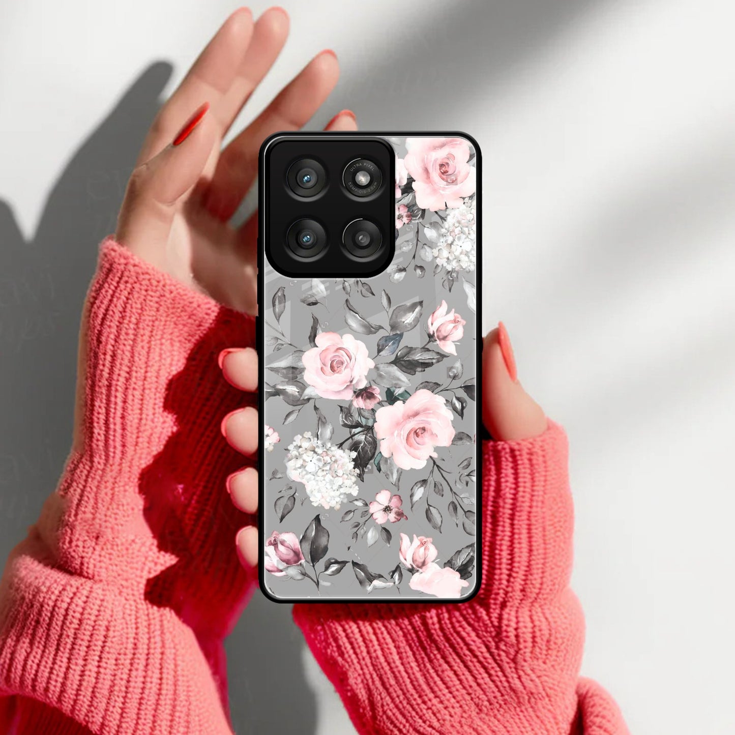 Retro Floral Glossy Glass Case Cover V2 For Motorola