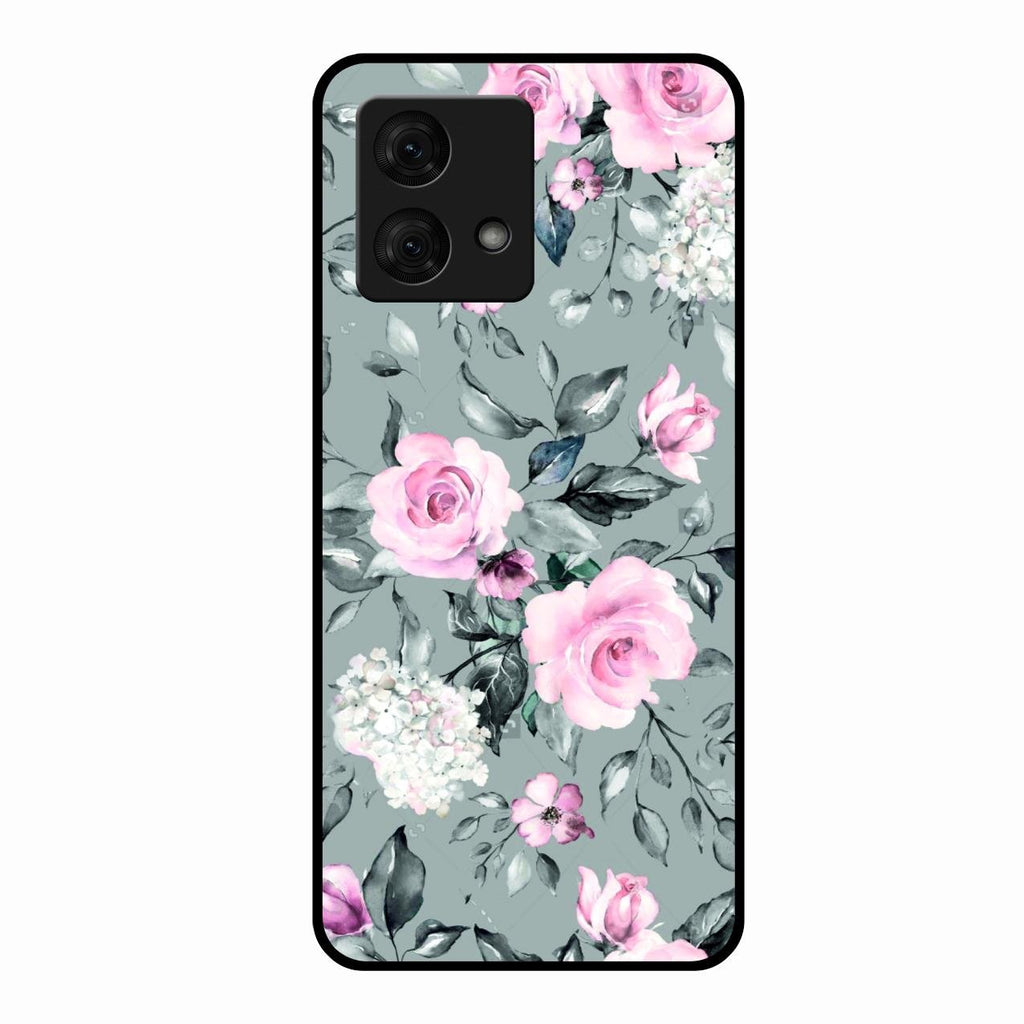 Retro Floral Glossy Glass Case Cover V2 For Motorola g84 5G