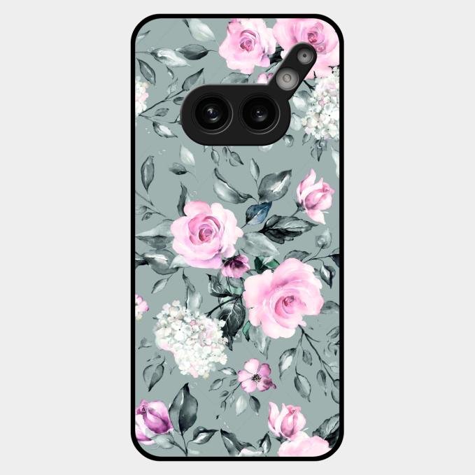 Retro Floral Glossy Glass Case Cover V2 For Nothing Phone 2A Plus