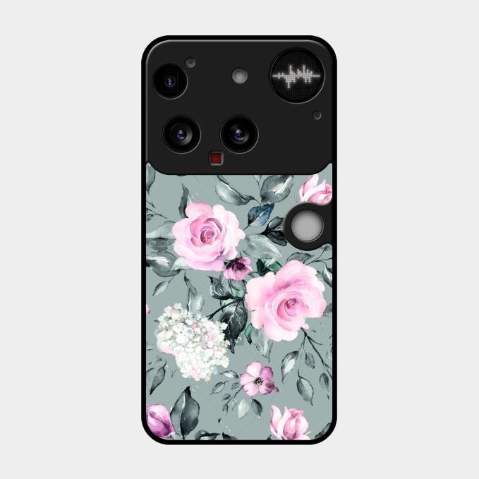 Retro Floral Glossy Glass Case Cover V2 For Nothing Phone 3 5G