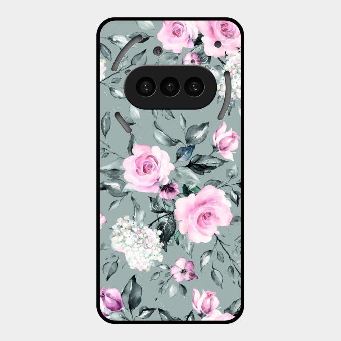 Retro Floral Glossy Glass Case Cover V2 For Nothing Phone 3A 5G