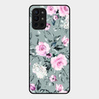 Retro Floral Glossy Glass Case Cover V2 For Oneplus 9R 5G