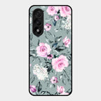 Retro Floral Glossy Glass Case Cover V2 For Oneplus Nord 5 5G