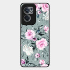 Retro Floral Glossy Glass Case Cover V2 For Oneplus Nord Ce 2 5G