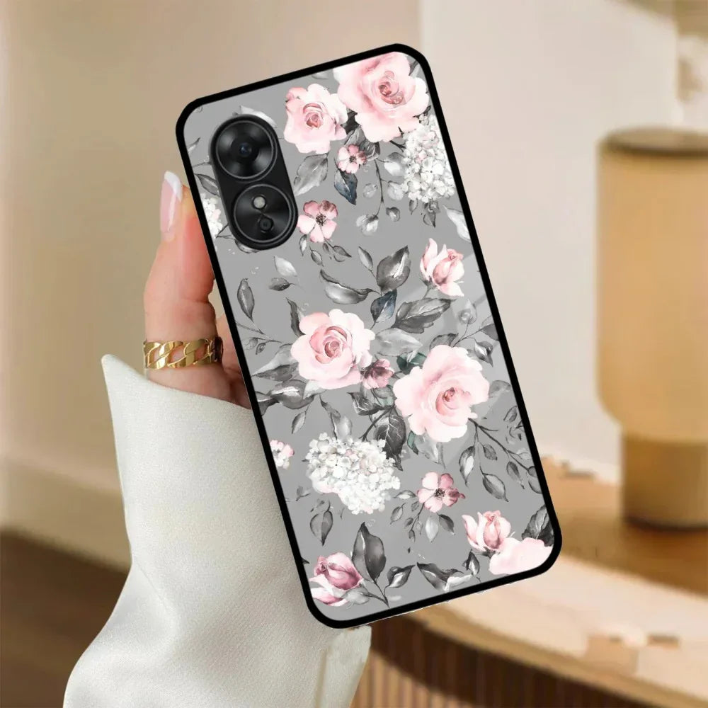 Retro Floral Glossy Glass Case Cover V2 For Oppo - ShopOnCliQ