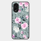 Retro Floral Glossy Glass Case Cover V2 For Oppo A38