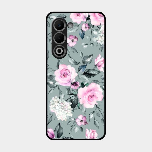 Retro Floral Glossy Glass Case Cover V2 For Oppo A5 5G
