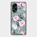 Retro Floral Glossy Glass Case Cover V2 For Oppo A58