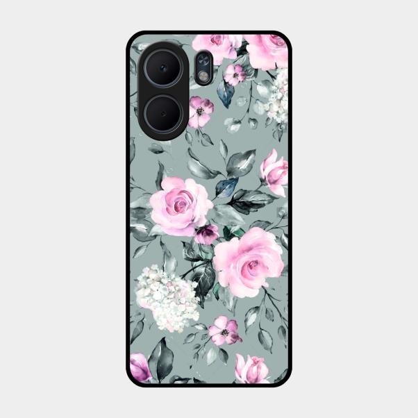 Retro Floral Glossy Glass Case Cover V2 For Oppo A5X 5G