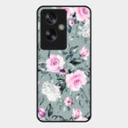 Retro Floral Glossy Glass Case Cover V2 For Oppo A79 5G