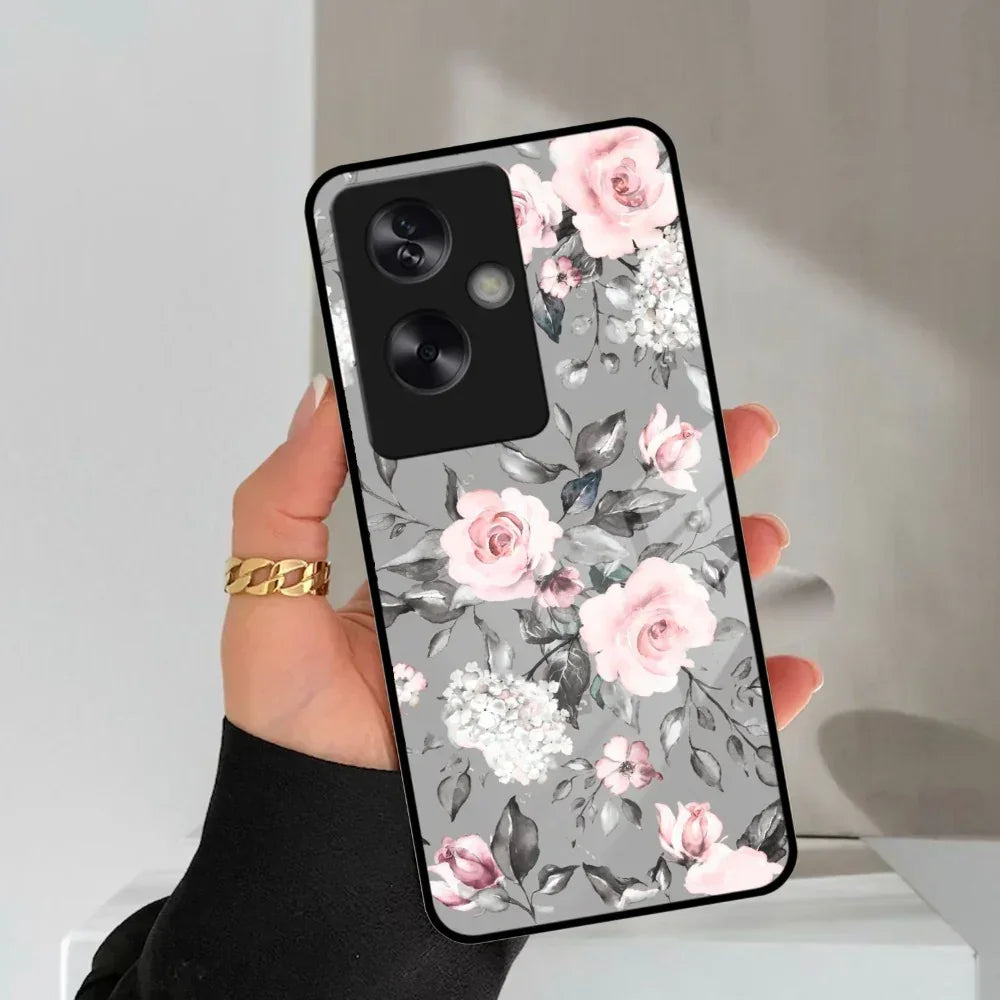 Retro Floral Glossy Glass Case Cover V2 For Oppo - ShopOnCliQ