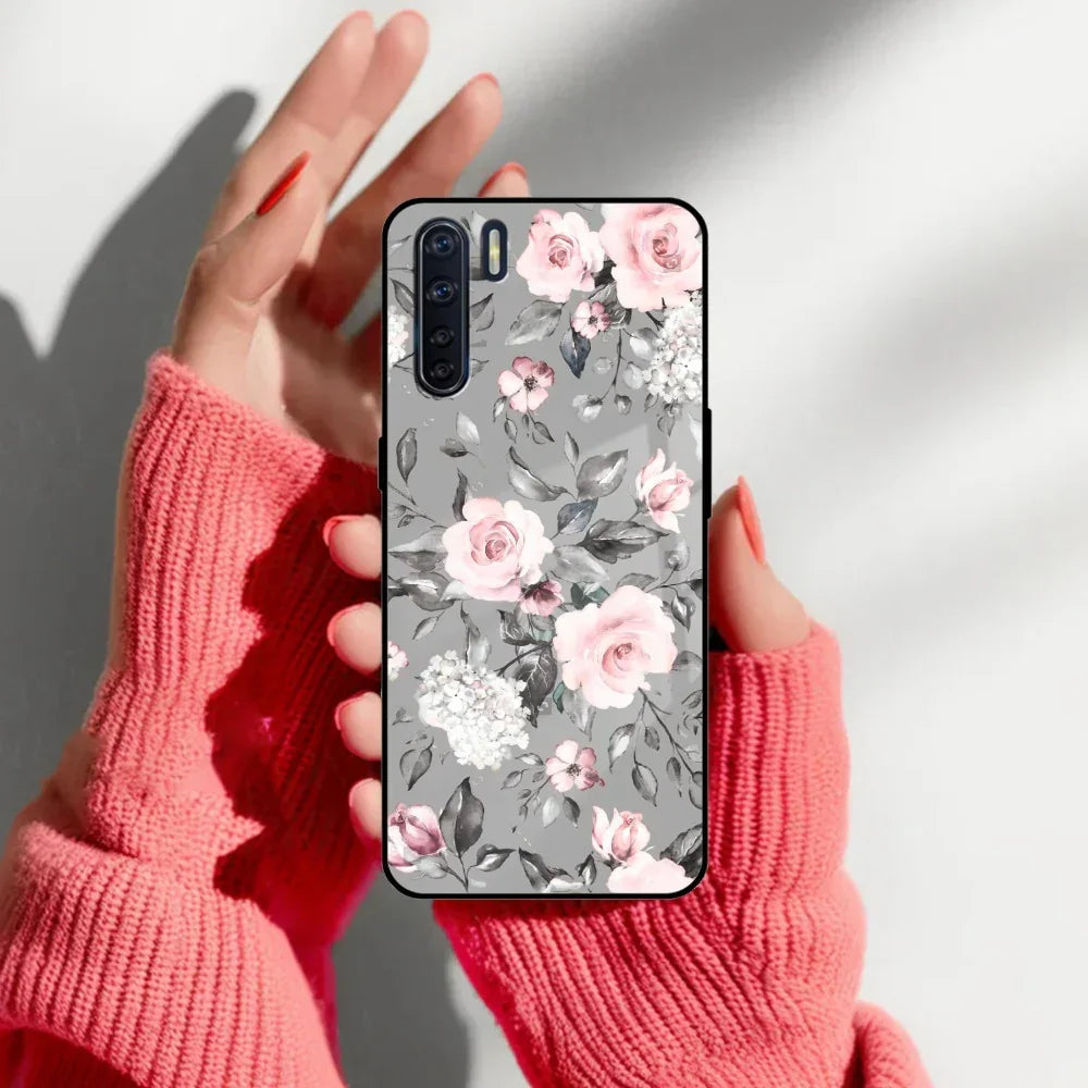 Retro Floral Glossy Glass Case Cover V2 For Oppo - ShopOnCliQ