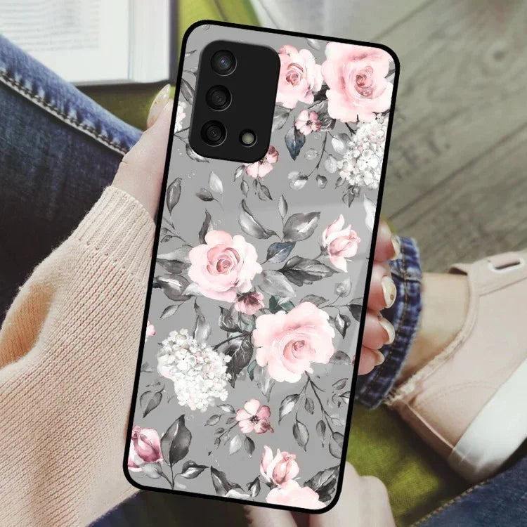 Retro Floral Glossy Glass Case Cover V2 For Oppo - ShopOnCliQ
