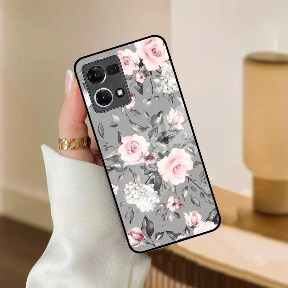 Retro Floral Glossy Glass Case Cover V2 For Oppo - ShopOnCliQ