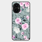 Retro Floral Glossy Glass Case Cover V2 For Oppo F21S Pro 5G