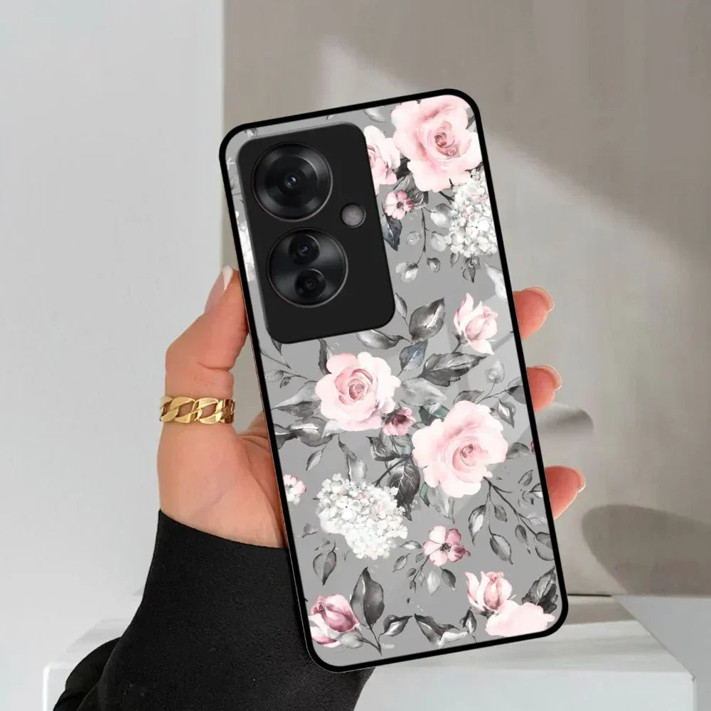 Retro Floral Glossy Glass Case Cover V2 For Oppo - ShopOnCliQ