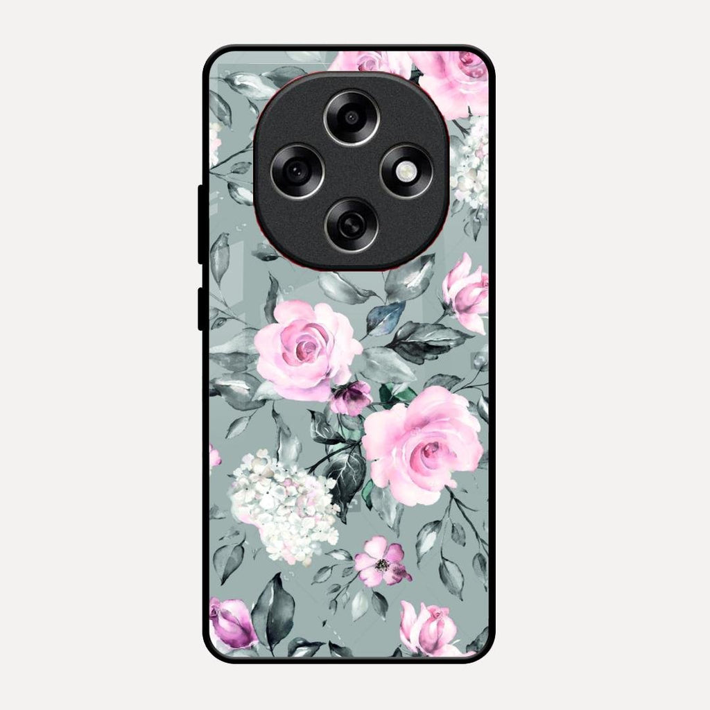 Retro Floral Glossy Glass Case Cover V2 For Oppo F31 Pro 5G
