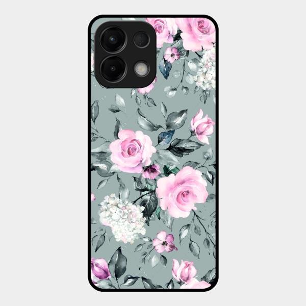 Retro Floral Glossy Glass Case Cover V2 For Oppo K13 5G