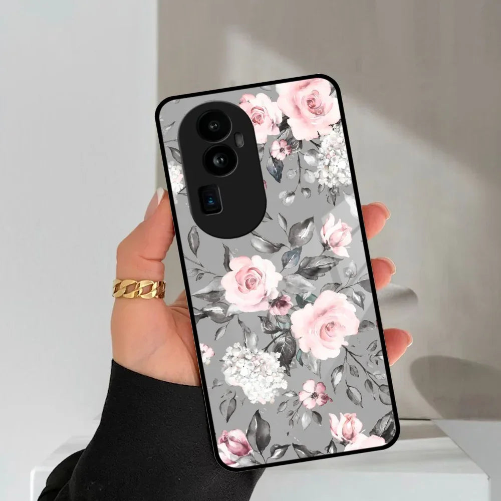 Retro Floral Glossy Glass Case Cover V2 For Oppo - ShopOnCliQ