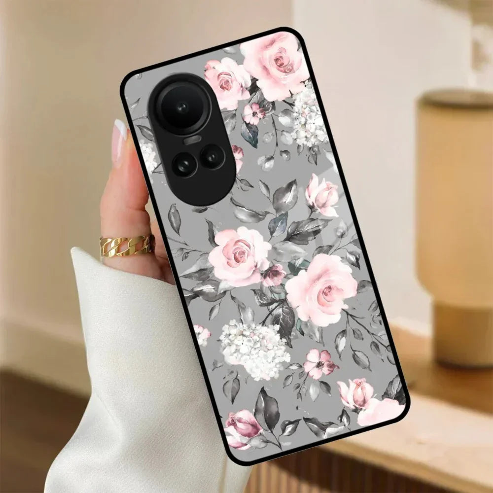 Retro Floral Glossy Glass Case Cover V2 For Oppo - ShopOnCliQ