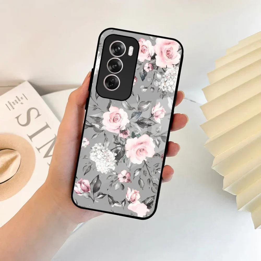 Retro Floral Glossy Glass Case Cover V2 For Oppo - ShopOnCliQ