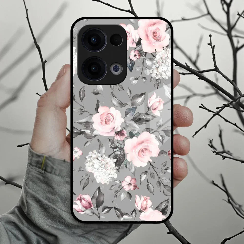 Retro Floral Glossy Glass Case Cover V2 For Oppo - ShopOnCliQ