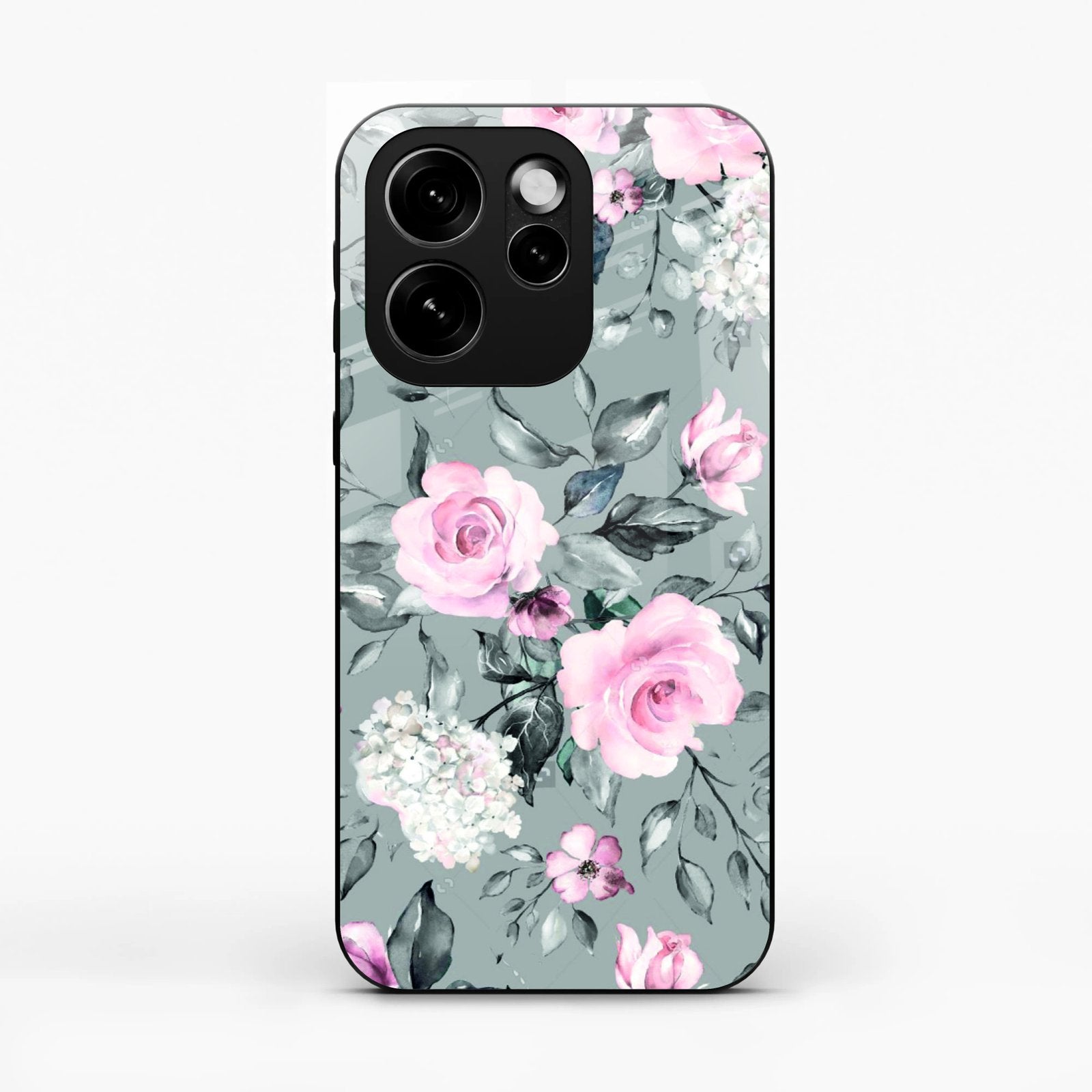 Retro Floral Glossy Glass Case Cover V2 For Oppo Reno 15 Pro Mini 5G