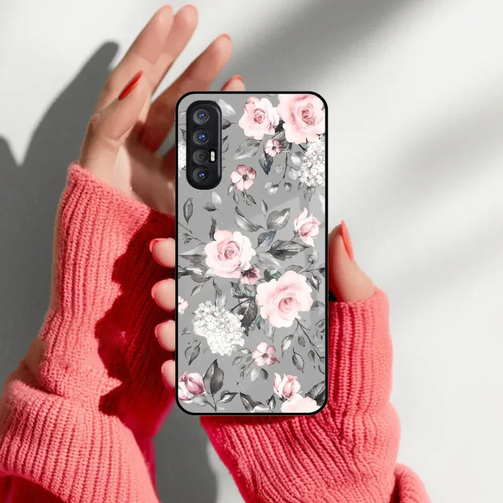 Retro Floral Glossy Glass Case Cover V2 For Oppo - ShopOnCliQ