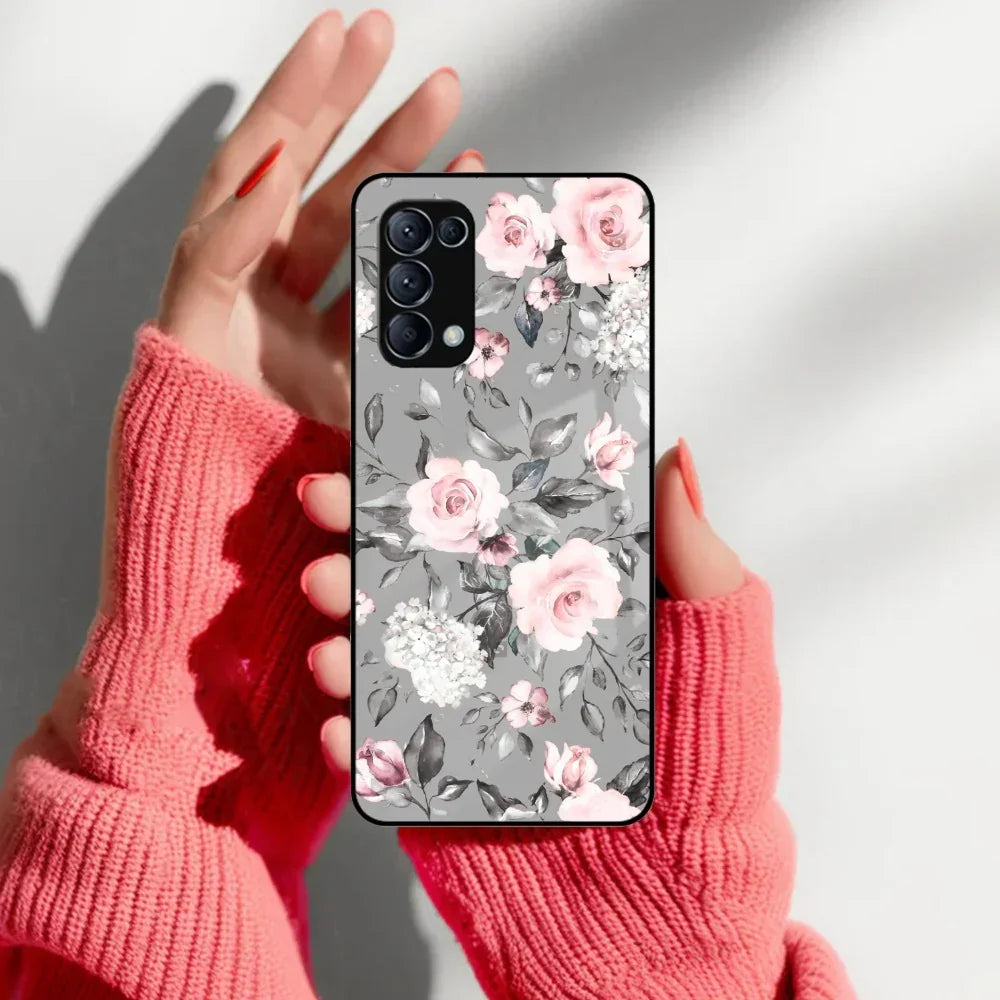 Retro Floral Glossy Glass Case Cover V2 For Oppo - ShopOnCliQ
