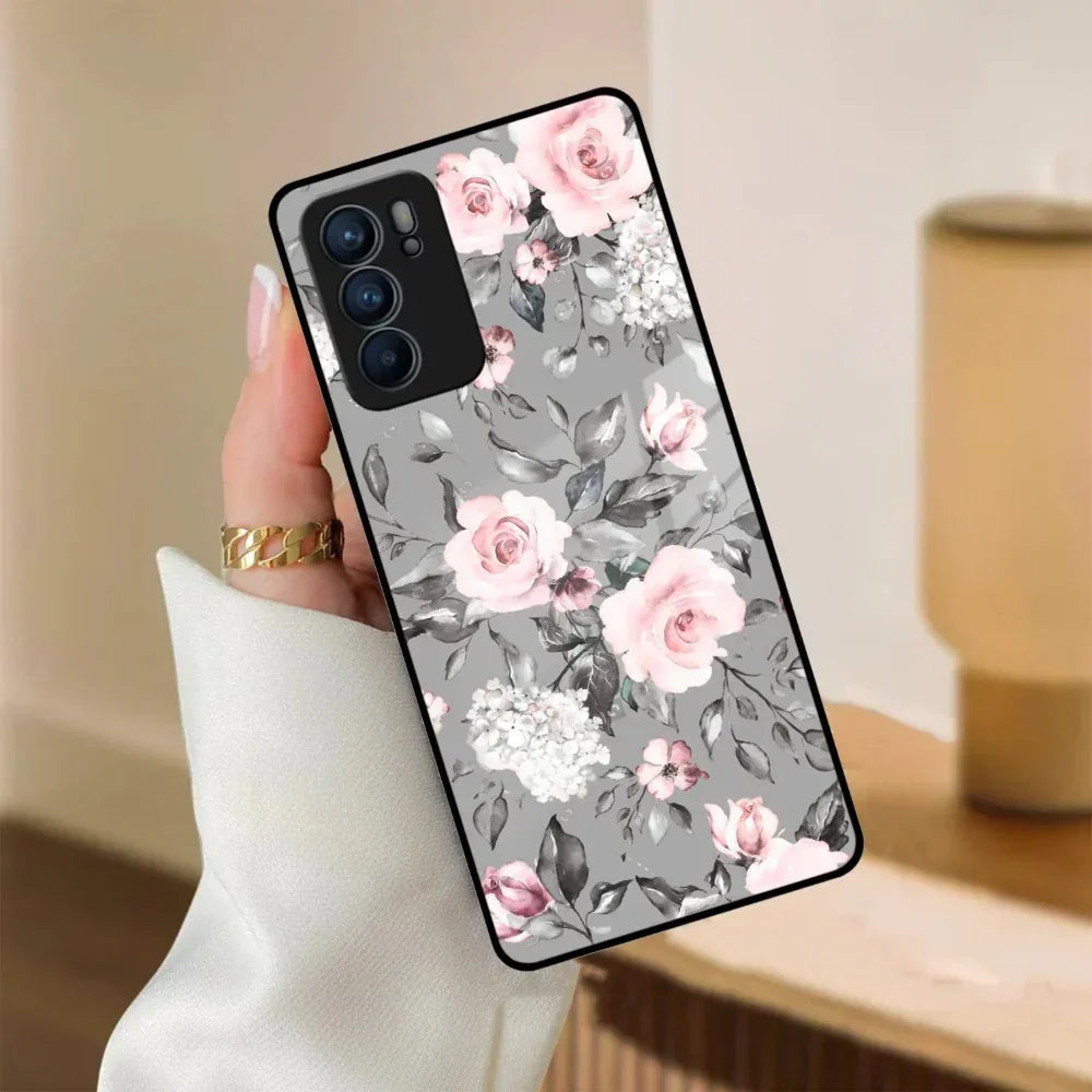 Retro Floral Glossy Glass Case Cover V2 For Oppo - ShopOnCliQ