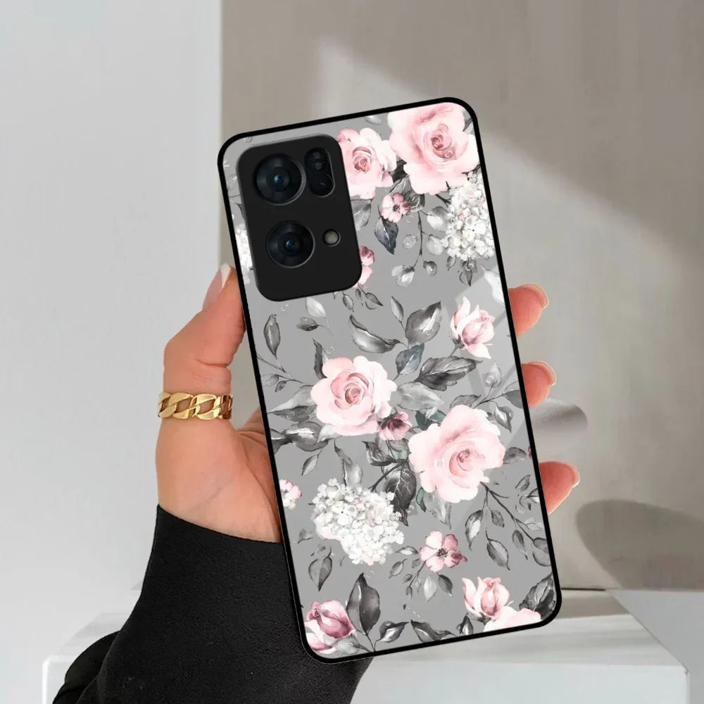 Retro Floral Glossy Glass Case Cover V2 For Oppo - ShopOnCliQ