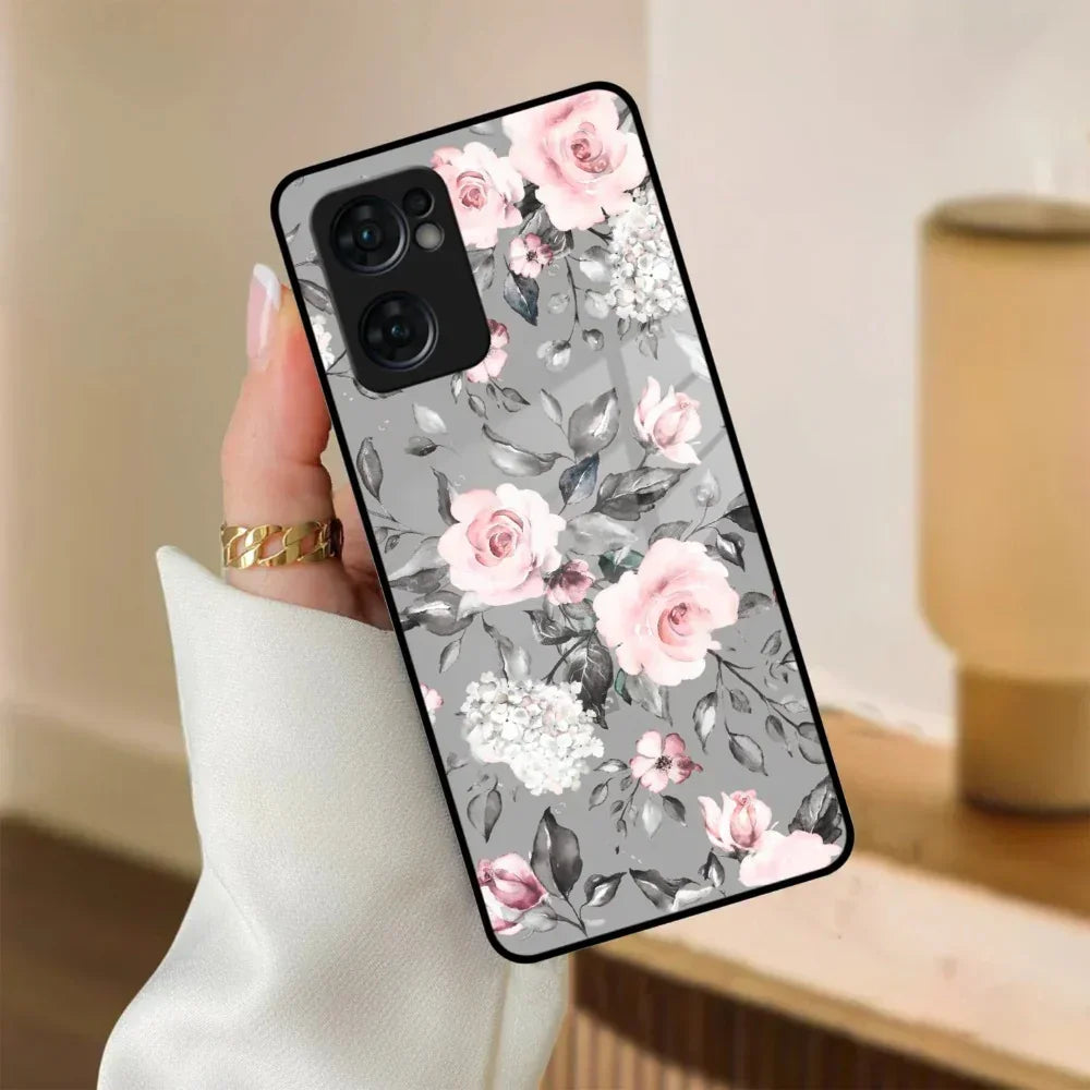 Retro Floral Glossy Glass Case Cover V2 For Oppo - ShopOnCliQ