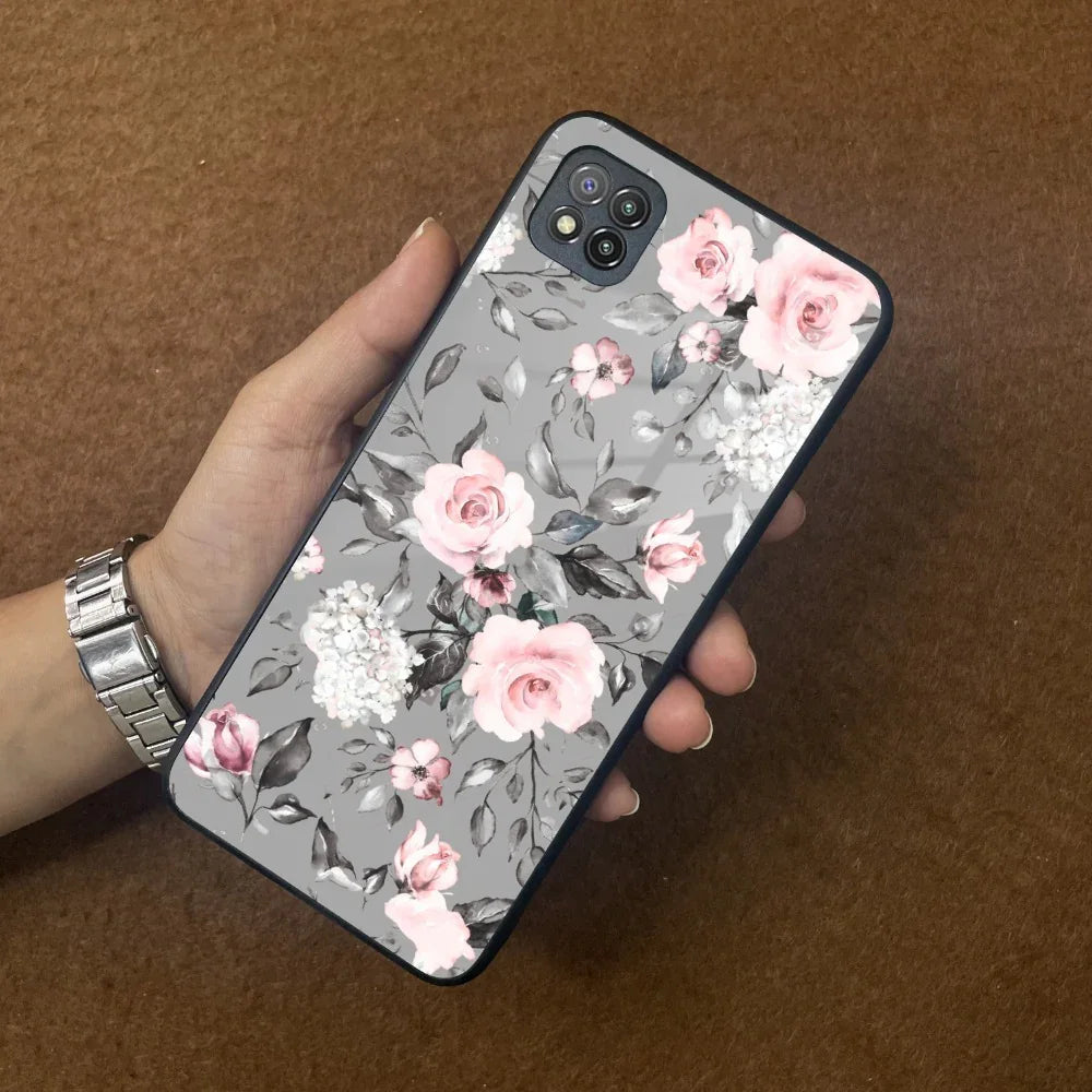 Retro Floral Glossy Glass Case Cover V2 For Poco - ShopOnCliQ